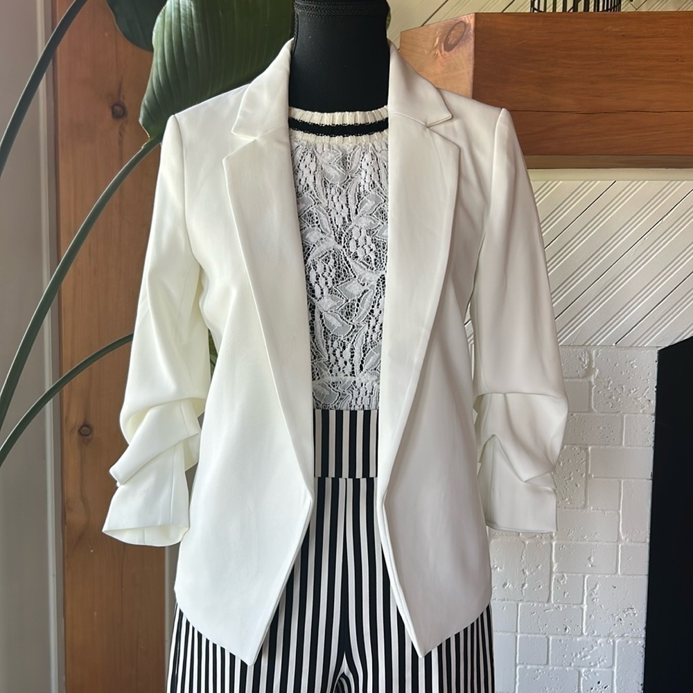 H&M Elegant White Women's Blazer, Size XXS